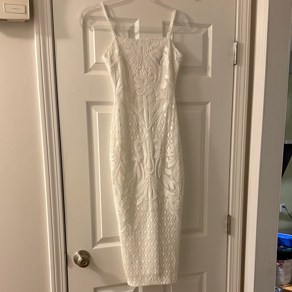 Lulu's White Embroidered Midi Dress